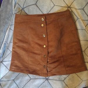 Suede button up skirt